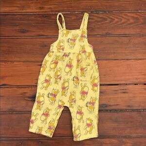 Disney Baby Winnie the Pooh 100% cotton gauzy one piece overalls sz 6-9 mos